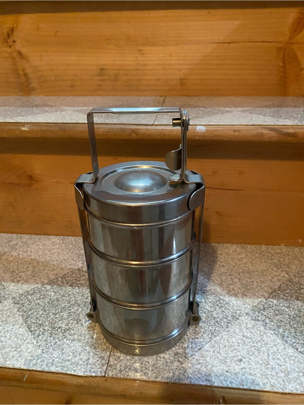 Stainless Steel 3-Tier Food Storage Tiffin Carrier - Silver